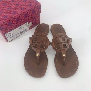 Tory Burch Miller Vintage Vachetta Sandals Flip Flops Size 7.5 #G Authentic